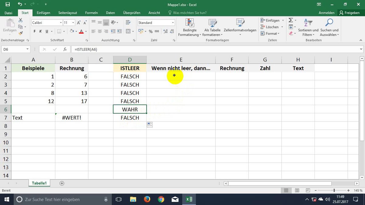 Excel: Wenn Zelle nicht leer, dann... (Video-Tutorial)