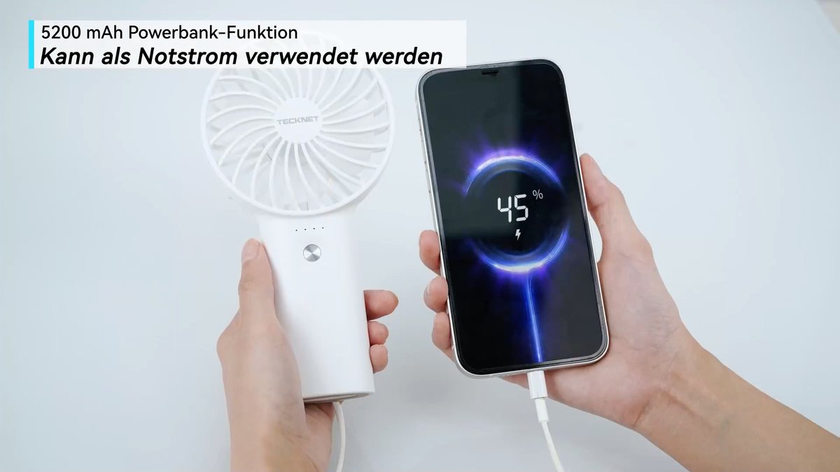 TECKNET Handventilator mit Powerbank