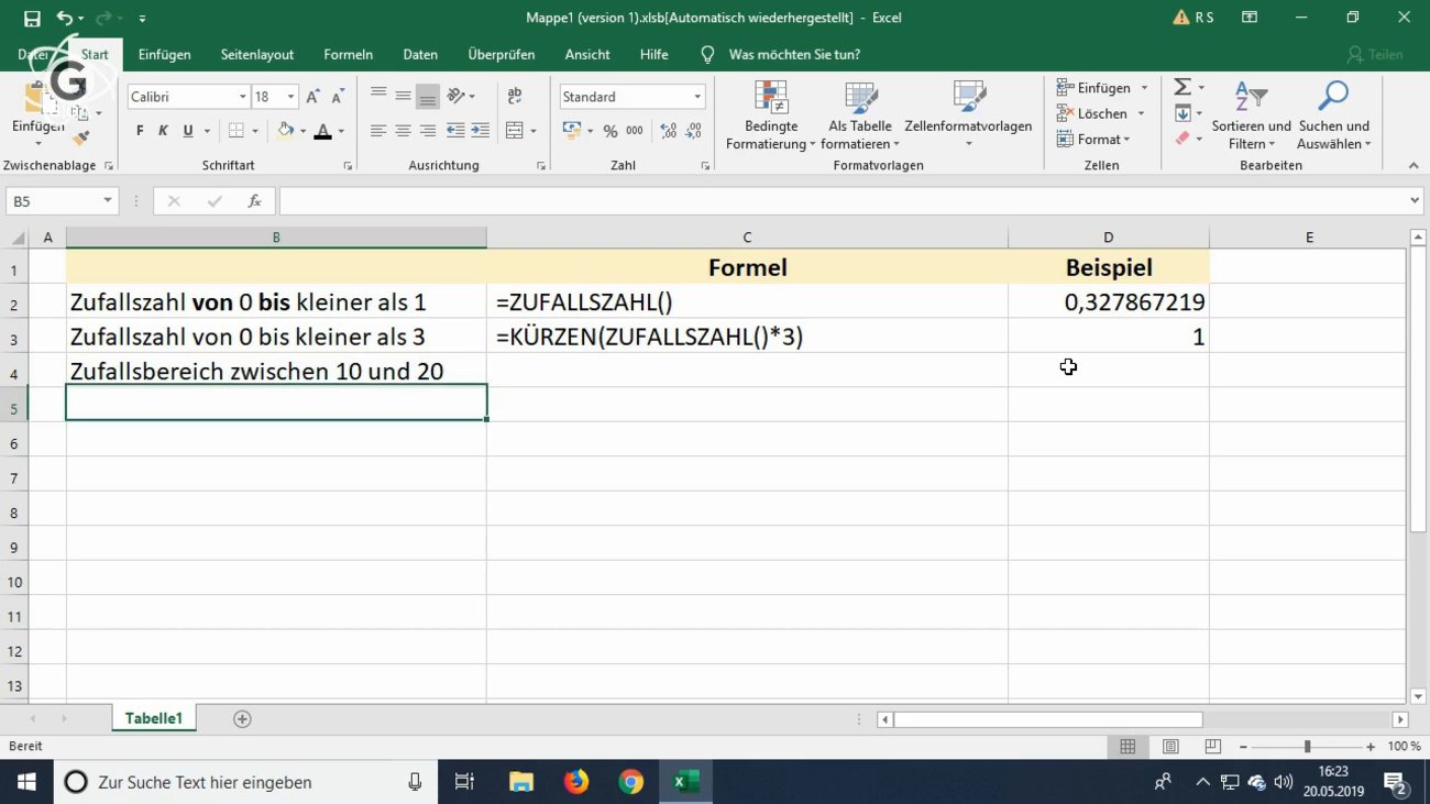 Excel: Zufallszahl erzeugen (Tutorial)