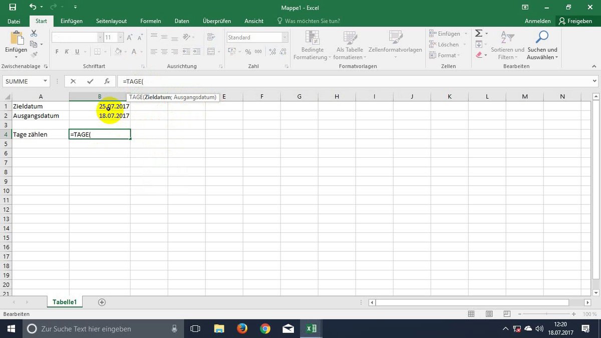 Excel: Tage zählen (Video-Tutorial) Excel: Tage zählen (Video-Tutorial)