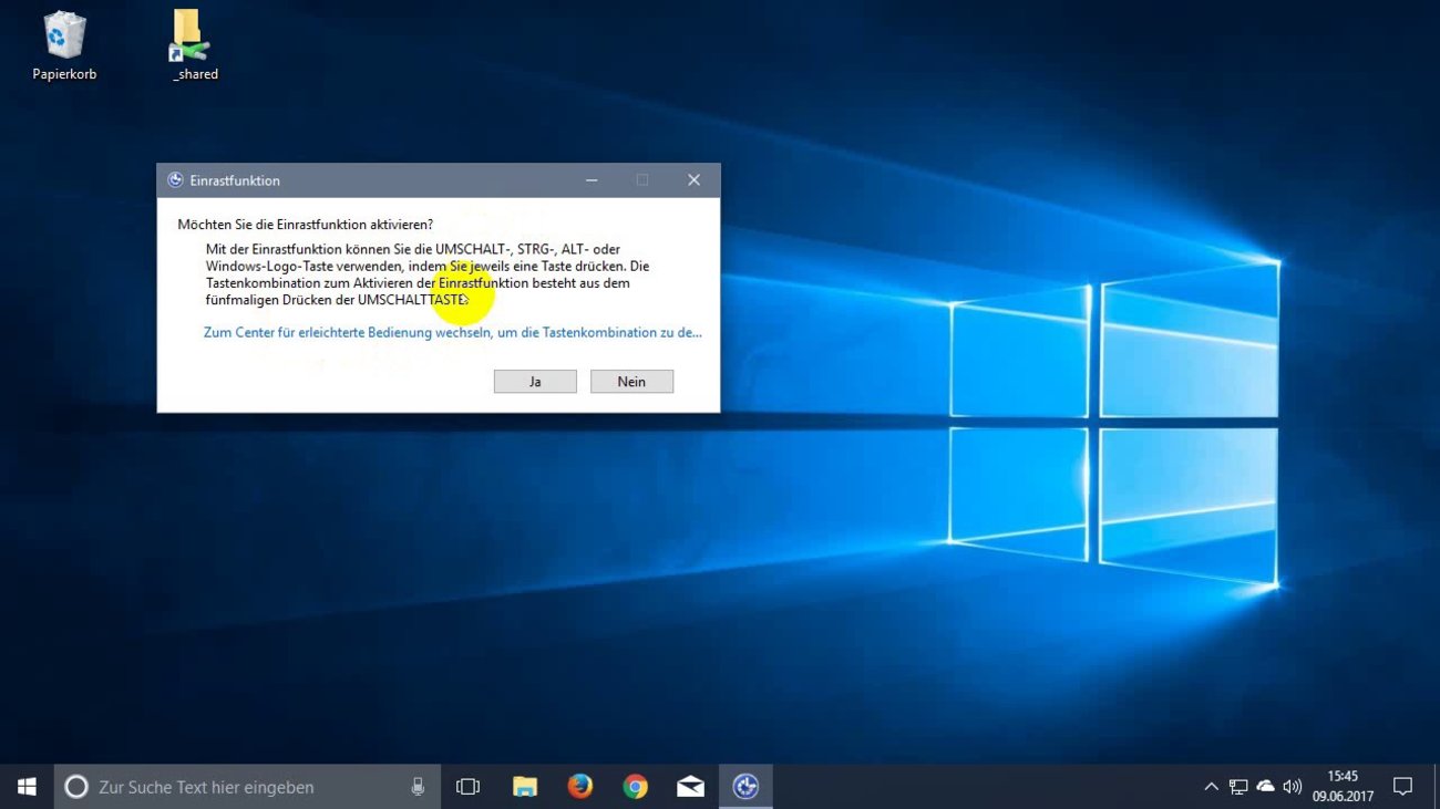 Windows: Einrastfunktion deaktivieren
