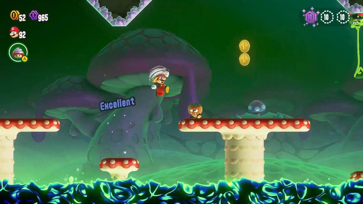 Super Mario Bros. Wonder: W5-2 Obacht vor dem Baumel-Gifttümpfel