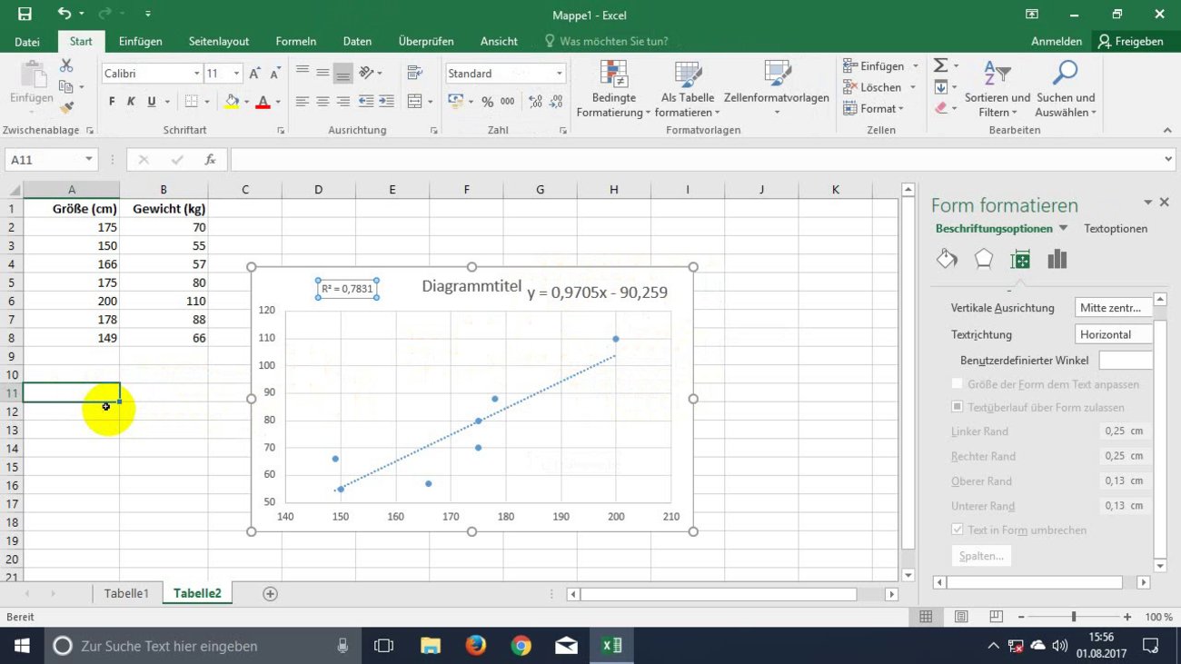 Excel: Lineare Regression durchführen (Video-Tutorial)