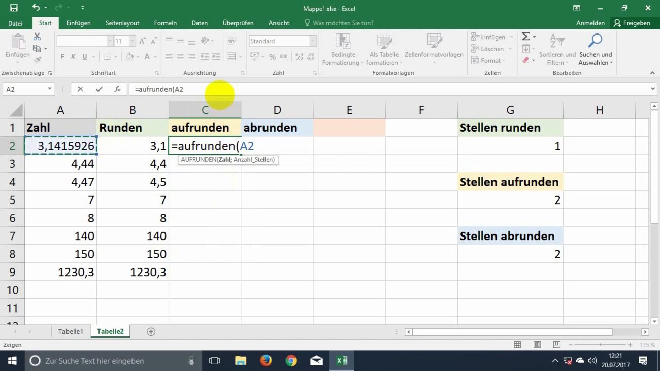 Excel: RUNDEN erklärt (Video-Tutorial)
