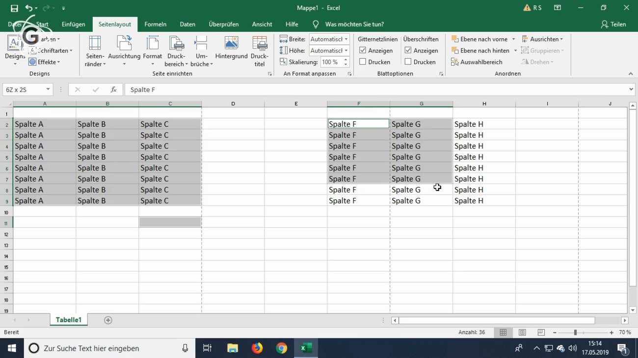 Excel-Tutorial: Druckbereich festlegen, anzeigen und ändern