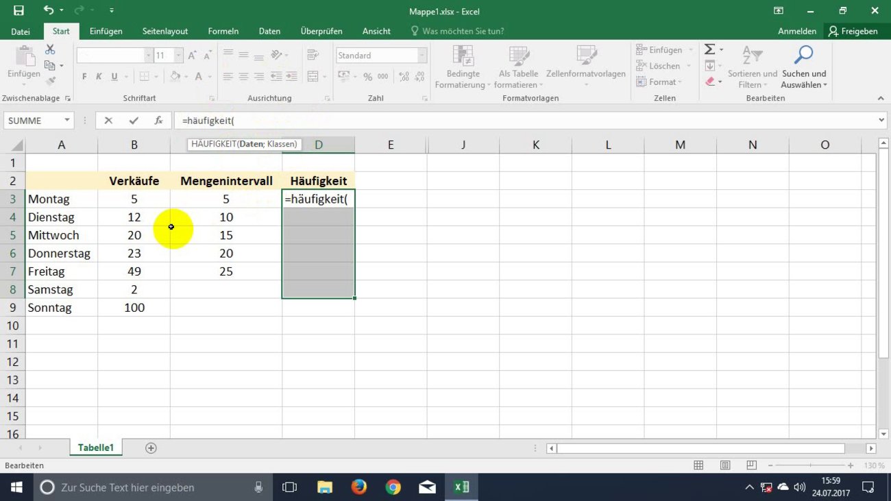 Excel: Häufigkeit berechnen (Video-Tutorial)
