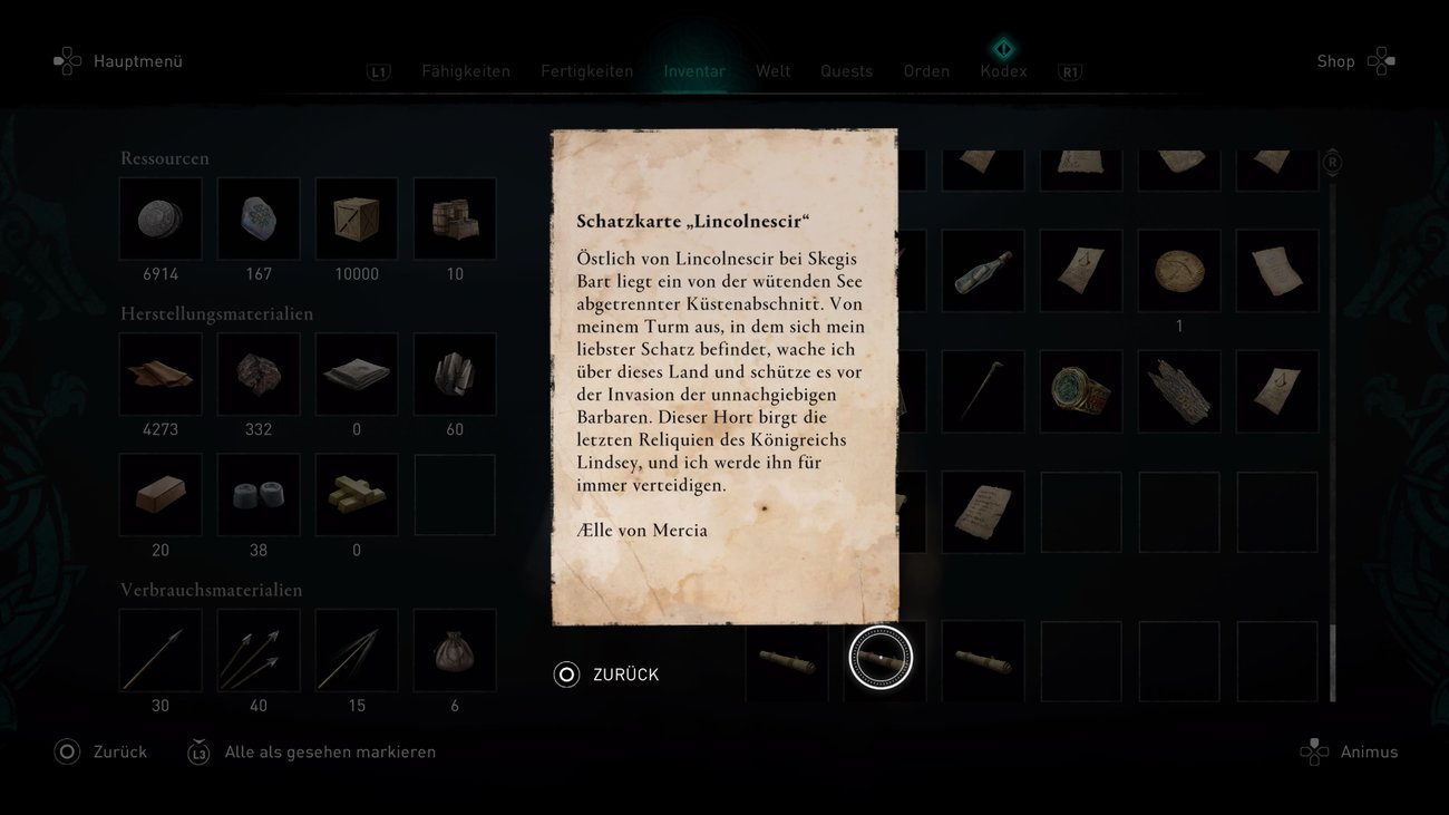 Assassin's Creed Valhalla: Lincolnescir-Schatzkarte - Fundort und Lösung