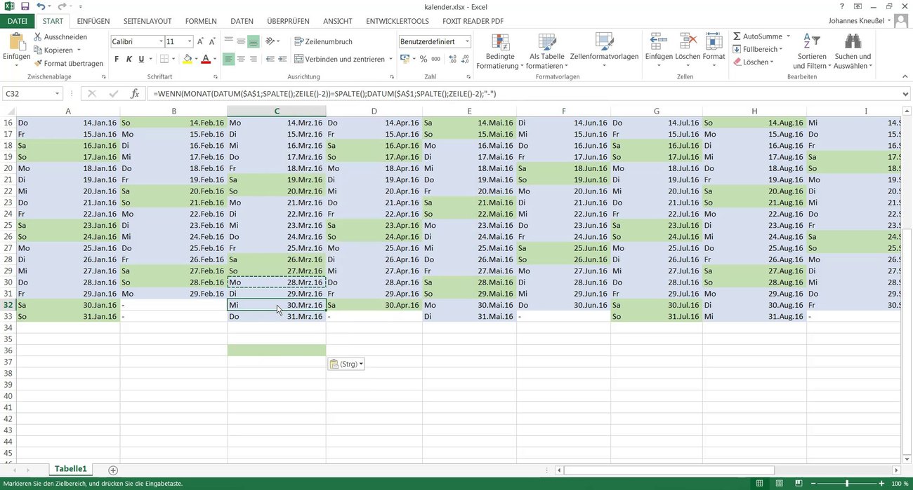 Excel - Bedingte Formatierung kopieren