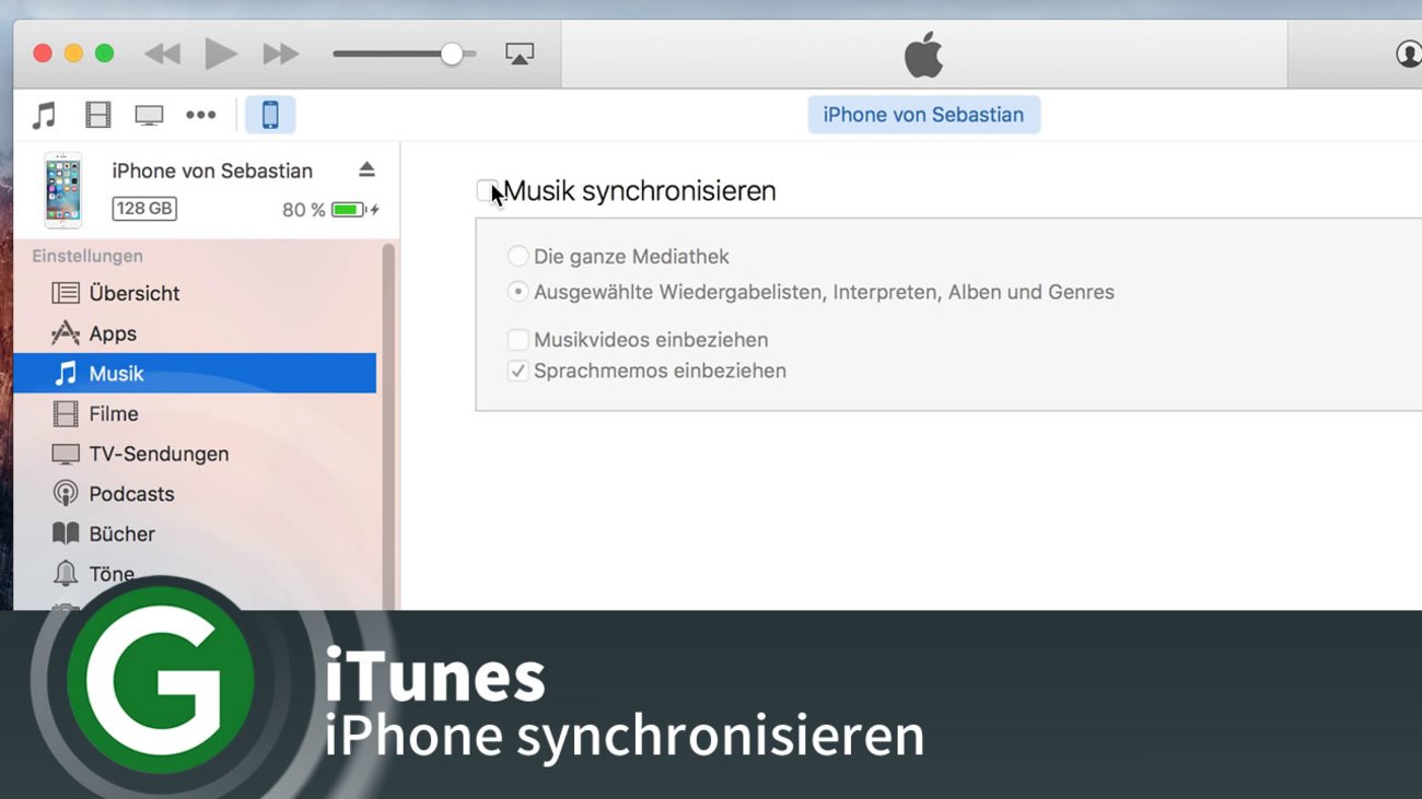 iTunes: iPhone synchronisieren