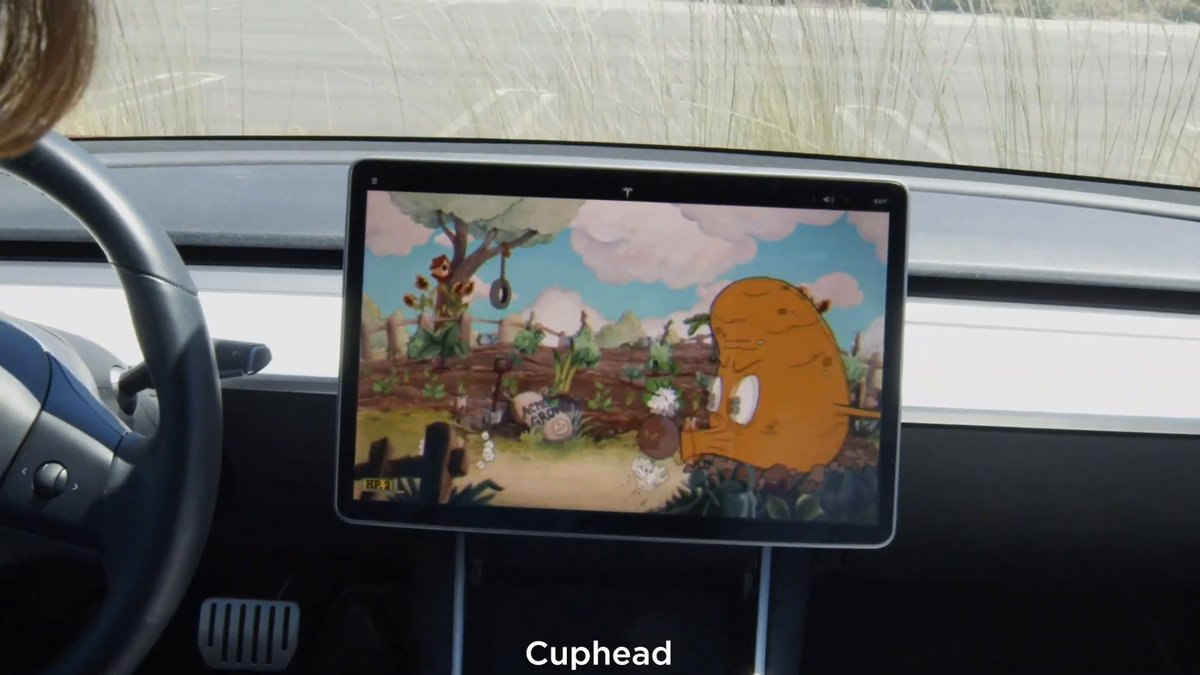 Cuphead auf dem Spielsystem des Teslas