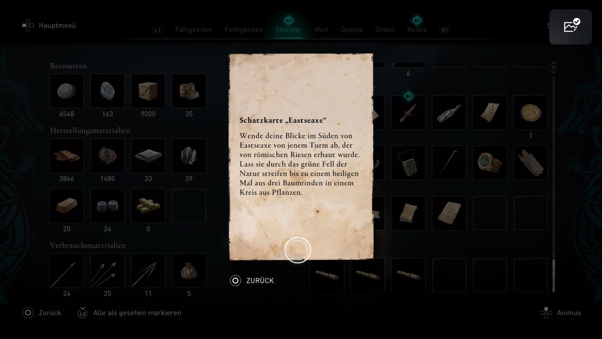 Assassin's Creed Valhalla: Eastseaxe-Schatzkarte - Fundort und Lösung Assassin's Creed Valhalla: Eastseaxe-Schatzkarte - Fundort und Lösung