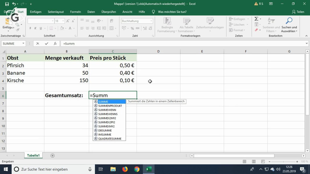 Excel: So berechnet ihr ein SUMMENPRODUKT (Tutorial)