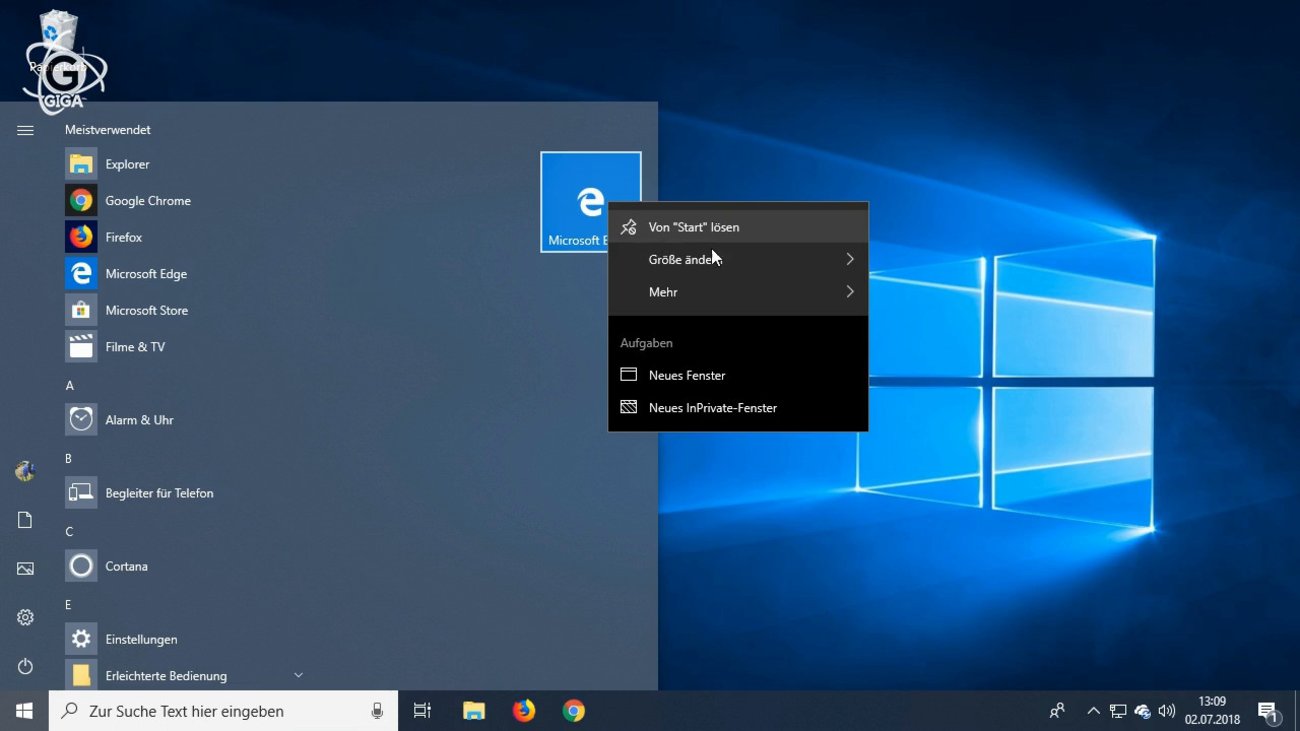 Windows 10: So entfernt ihr die Kacheln aus dem Startmenü