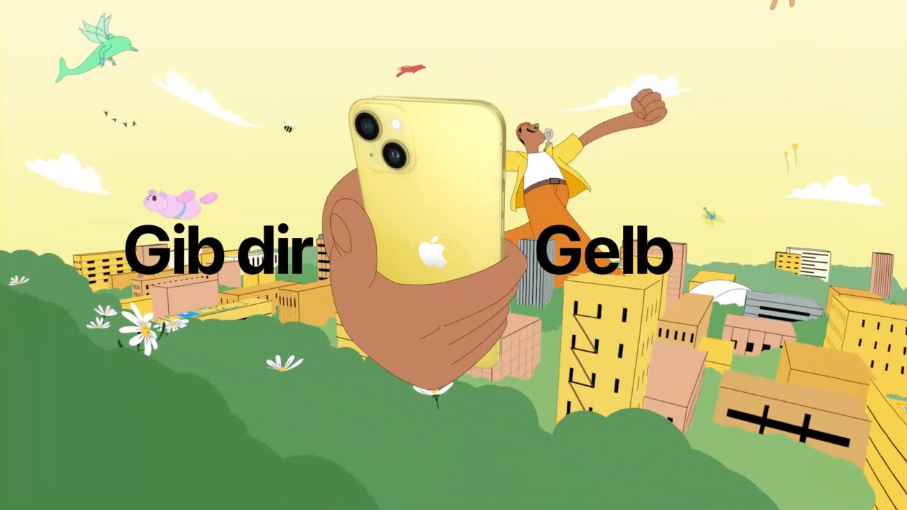 iPhone 14 (Plus) in Gelb – Apples Werbespot