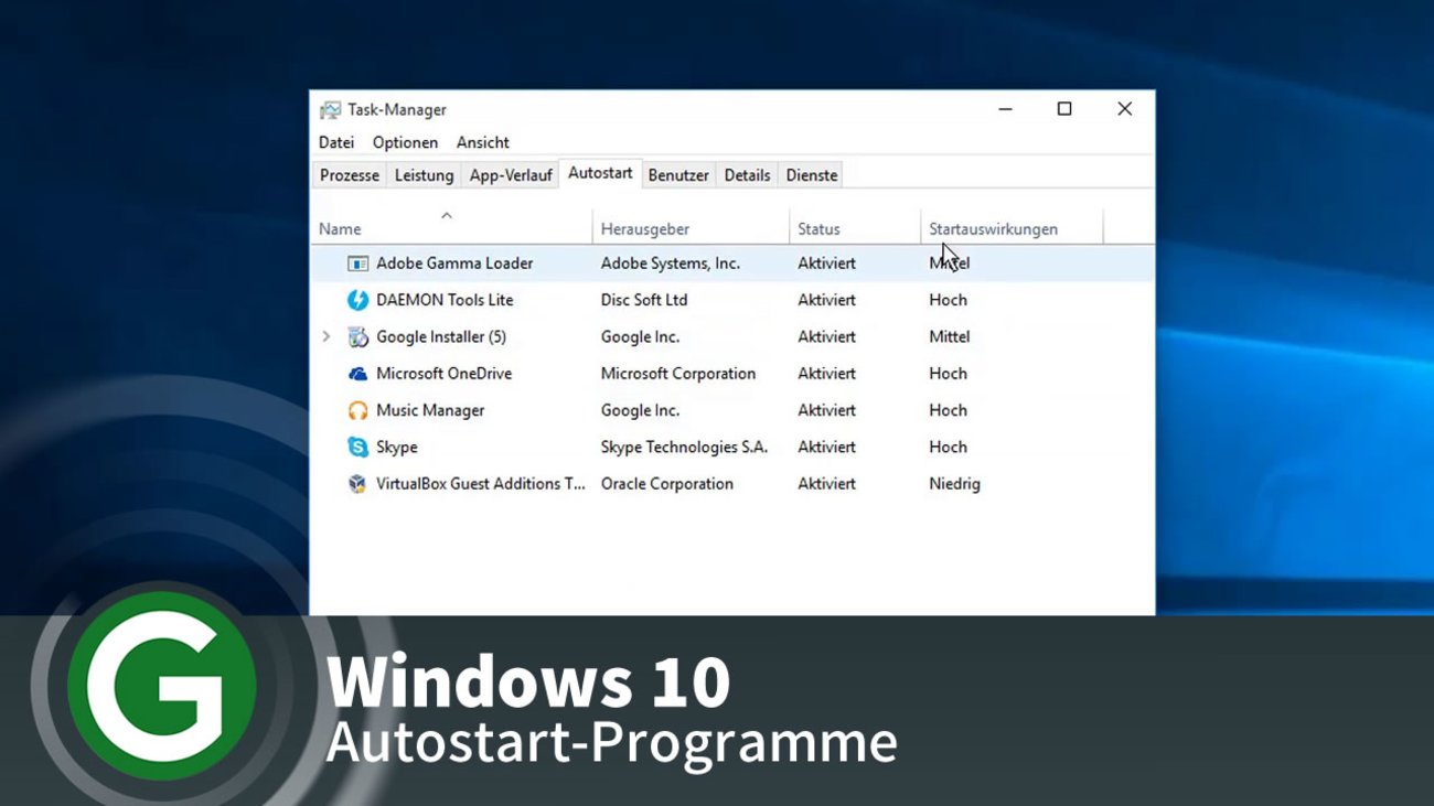 Windows 10: Autostart Programme