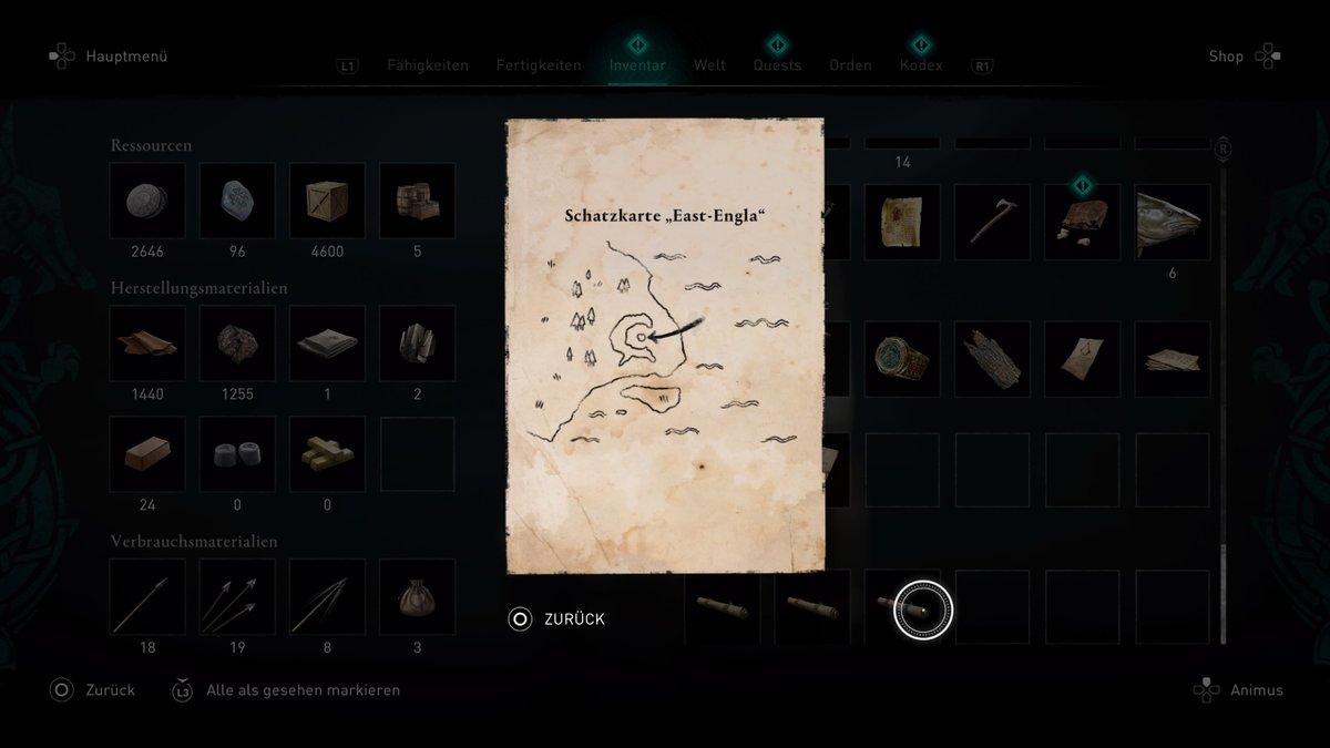 Assassin's Creed Valhalla: East-Engla-Schatzkarte - Fundort und Lösung Assassin's Creed Valhalla: East-Engla-Schatzkarte - Fundort und Lösung