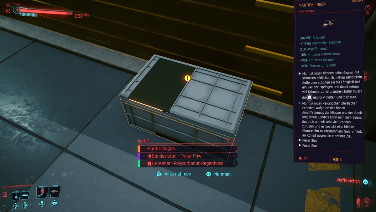 Cyberpunk 2077: Legendäre Mantisklingen - Fundort Cyberpunk 2077: Legendäre Mantisklingen - Fundort