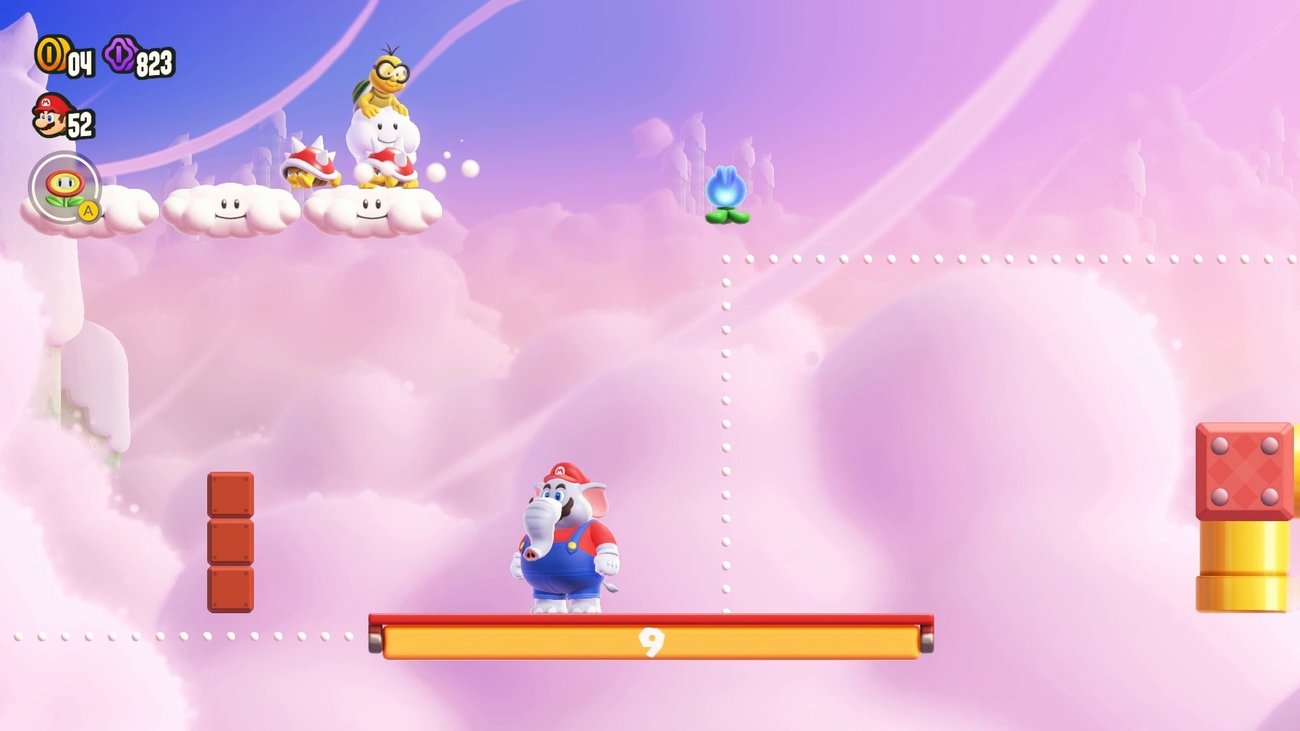 Super Mario Bros. Wonder: W2-7 Countdown am Himmel